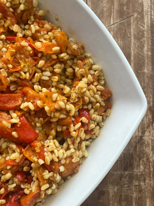 Roasted Cherry Tomato and Red Pepper Fareek Salad